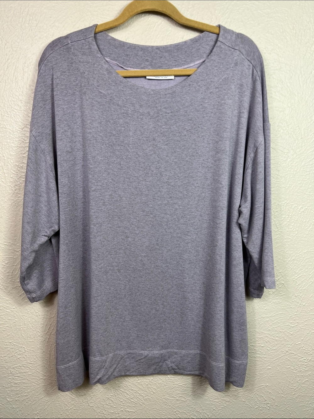 Bryn Walker Heather Lavender Gray 3/4 Sleeve Oversized Boatneck Tunic Top Medium
